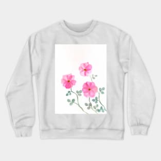 Pink blossom floral botanical watercolor Crewneck Sweatshirt